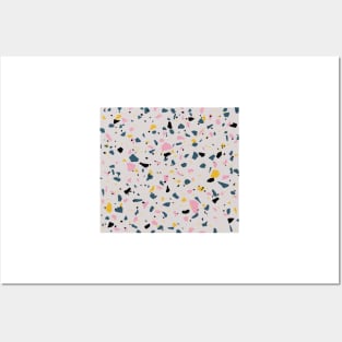 Terrazzo with grey, pink, yellow, and dark blue colours Posters and Art